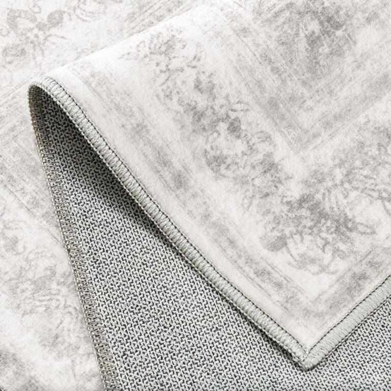 PureCozy Vintage Area Rug 9x12 Indoor Living Room Light Gray Washable Medallion Large Carpet Traditional Retro Accent Throw Rug Low Pile Non Slip Distressed for Kitchen Office Dining Room Bedroom - Image 3