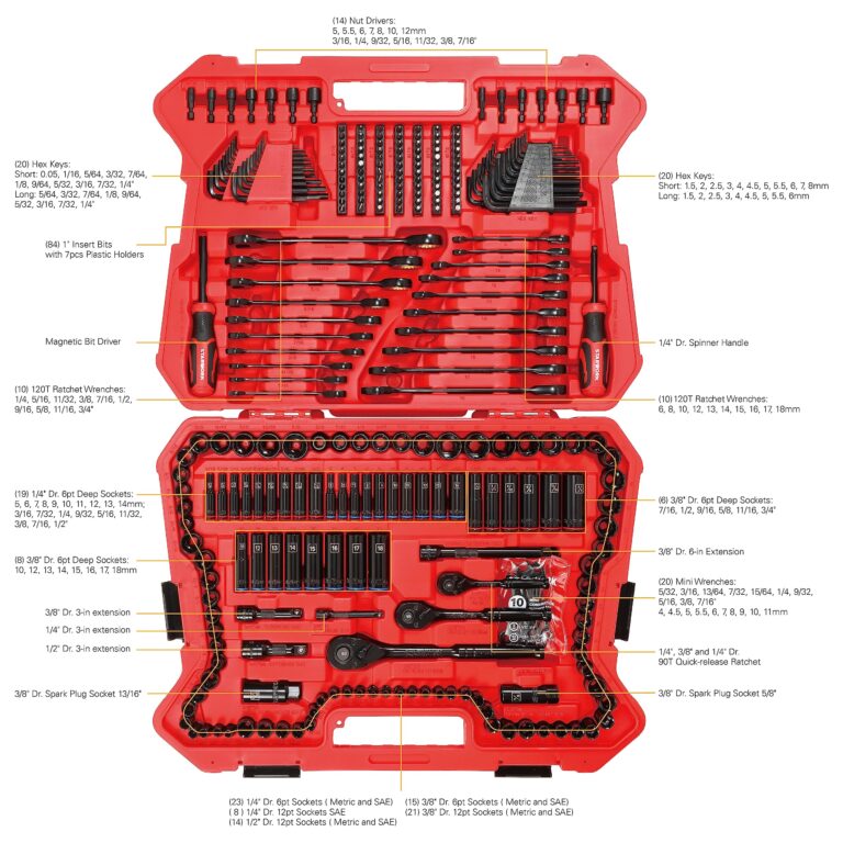 STARWORK TRUE MECHANIC 303-Piece Mechanics Tool Set, 120T Ratcheting Wrench, Professional, SAE/Metric - Image 5