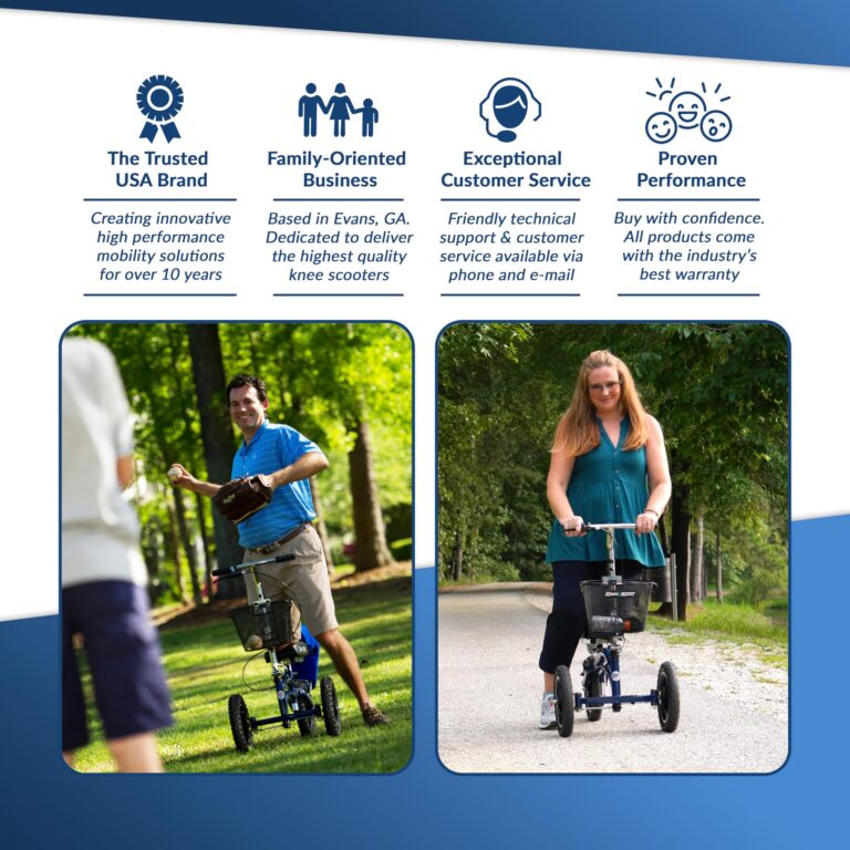 KneeRover Original Steerable All Terrain Knee Scooter for Adults for Foot Surgery Heavy Duty Knee Walker for Broken Ankle Foot Injuries - Leg Recovery Scooter Best Knee Crutch Alternative (Blue) - Image 9
