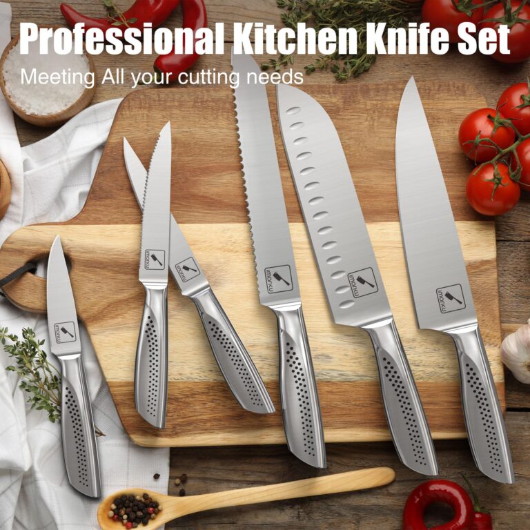 imarku Knife Set,15 PCS Kitchen Knife Set With Block, Premium HC Stainless Steel Knife Block Set With Built-in Sharpener, Kitchen Knives With Ergonomic Handle, Dishwasher Safe, Black - Image 4