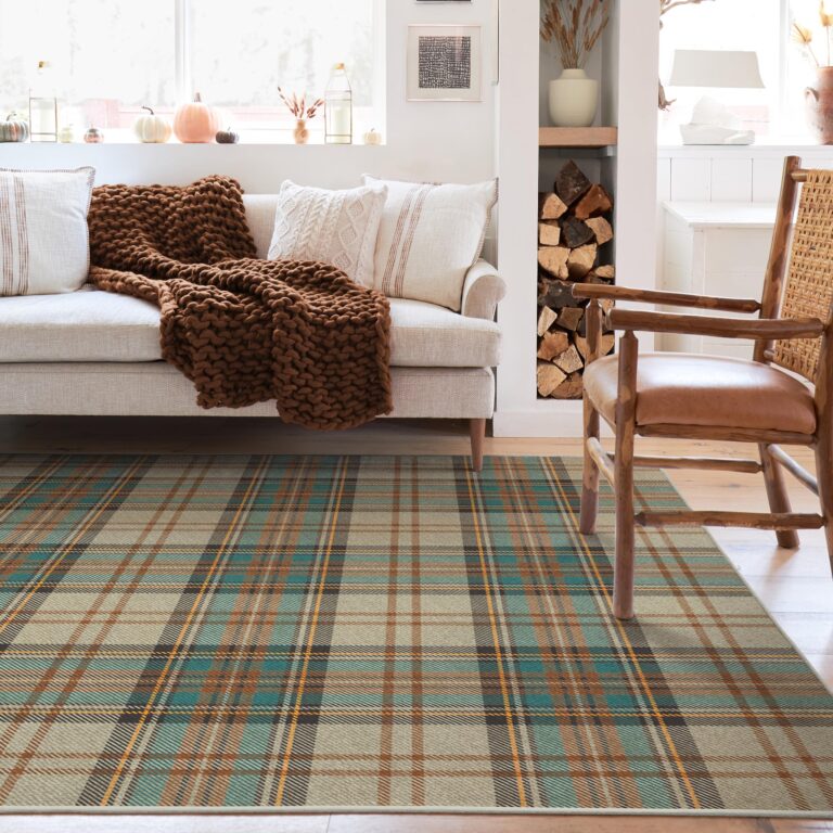 Ruggable Washable 5x7 Area Rug, Plaid, Premium Winter Rugs for Living Room, Bedroom, Kitchen, Office, Classroom with Gripper Non Slip Pad, Dress Stewart Tartan Khaki - Image 7