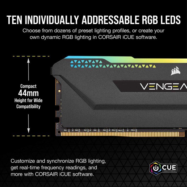 Corsair Vengeance RGB PRO SL 64GB (2x32GB) DDR4 3600MHz C18 Illuminated Desktop Memory Kit (10 Individually Addressable RGB LEDs, Optimized for Bandwidth and Response Times) Black - Image 6