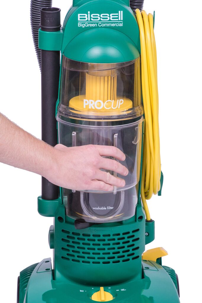 BISSELL BigGreen BGU1937T 13.5" Pro Cup Bagless Upright Vacuum with On-board Tools, 44" Height, 13.5" Wide, 13.2" Length, Polypropylene, 2 fl. oz. Capacity, Green - Image 5