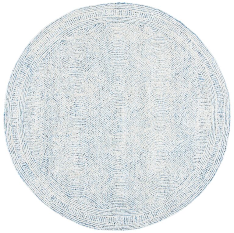 SAFAVIEH Abstract Collection 8' Round Ivory/Blue ABT340M Handmade Premium Wool Entryway Foyer Living Room Bedroom Kitchen Area Rug - Image 7