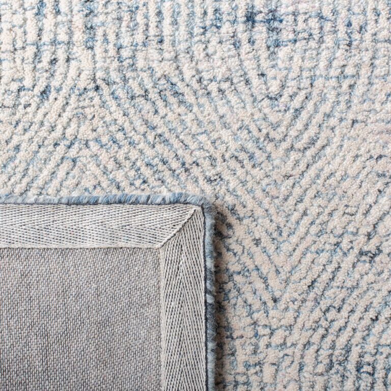 SAFAVIEH Abstract Collection 8' Round Ivory/Blue ABT340M Handmade Premium Wool Entryway Foyer Living Room Bedroom Kitchen Area Rug - Image 2