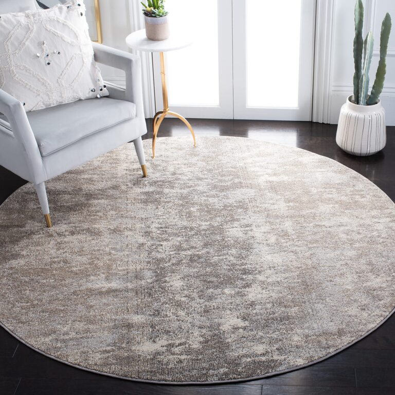 SAFAVIEH Madison Collection 8' Round GreyBeige MAD471G Modern Abstract Non-Shedding Entryway Foyer Living Room Bedroom Kitchen Area Rug