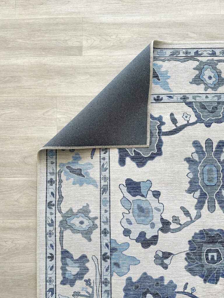 Navy Blue Oushak Rug, Modern, Vintage, Turkish, Eclectic, Floral, Pastel, Washable, Area Rugs for Living Room, Dining, Bedroom, Nursery, Girls, Boys, 5'9"x8'9" - Image 6