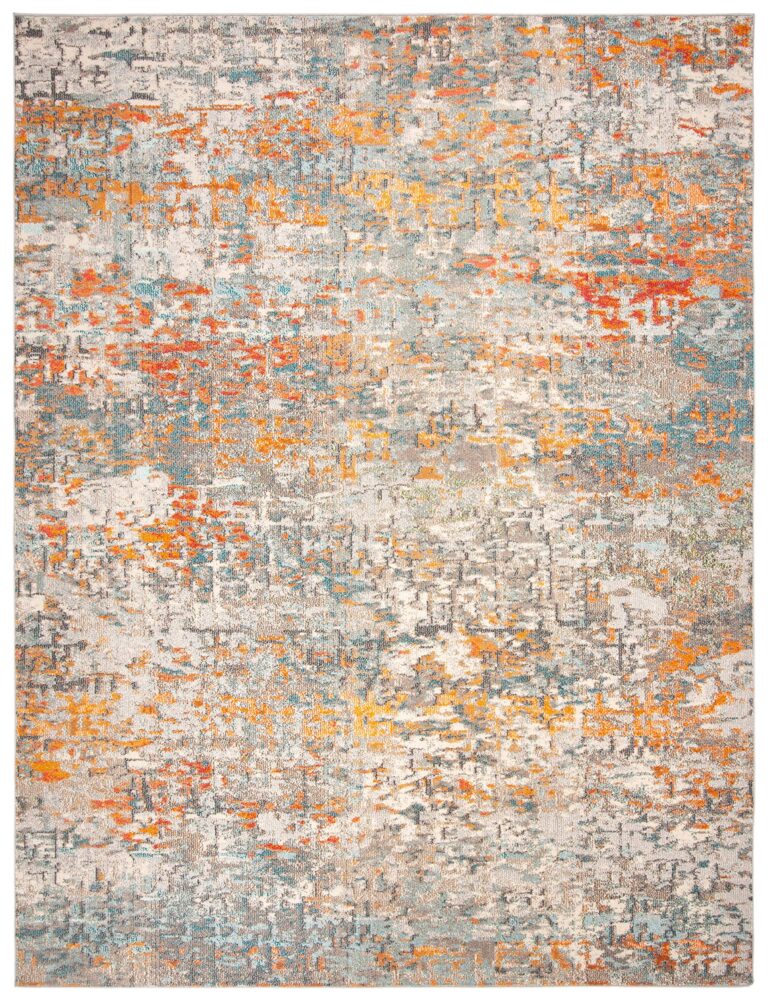 SAFAVIEH Madison Collection Area Rug - 9' x 12', Grey & Orange, Modern Abstract Design, Non-Shedding & Easy Care, Ideal for High Traffic Areas in Living Room, Bedroom (MAD460F) - Image 8