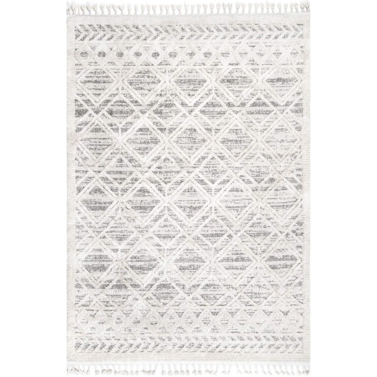 nuLOOM 8x11 Ansley Moroccan Tassel Area Rug, Light Grey, High-Low Textured Bohemian Design, Plush High Pile, Stain Resistant, For Bedroom, Living Room, Hallway, Entryway - Image 8