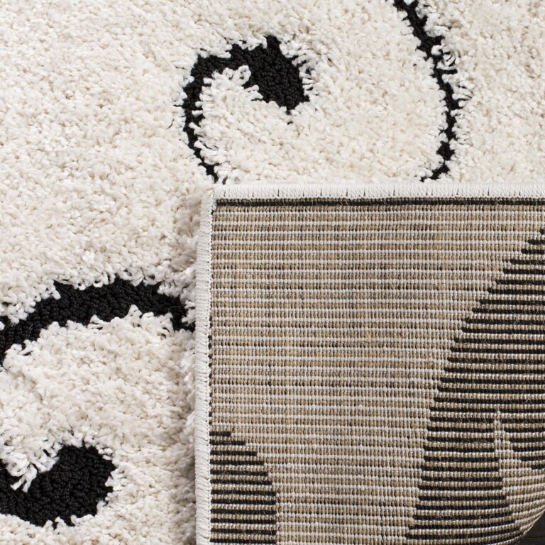 SAFAVIEH Florida Shag Collection Area Rug - 6' x 9', Ivory & Black, Scroll Design, Non-Shedding & Easy Care, 1.2-inch Thick Ideal for High Traffic Areas in Living Room, Bedroom (SG455-1290) - Image 2