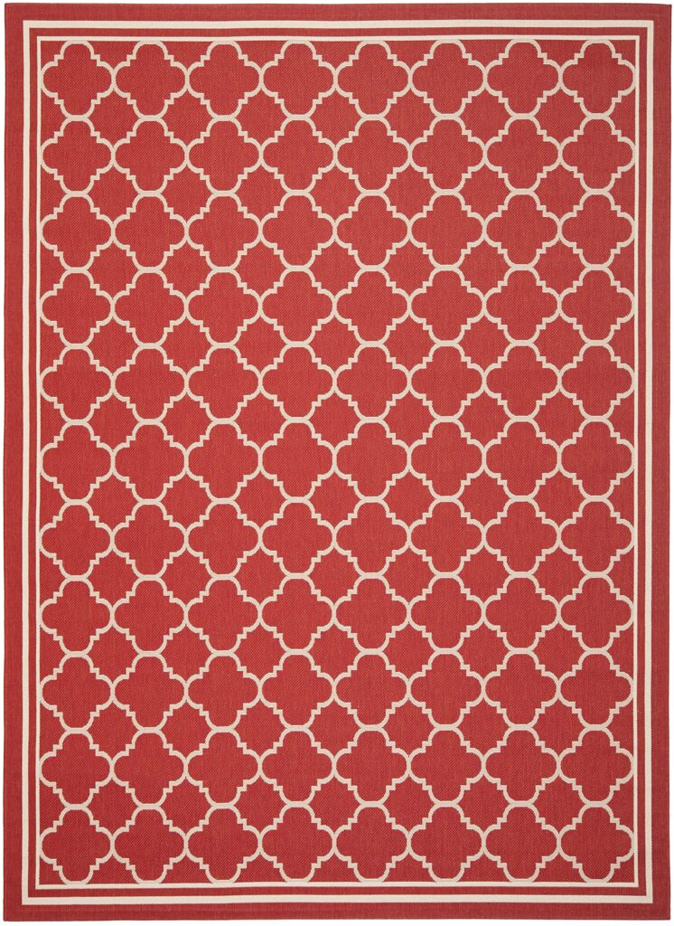 SAFAVIEH Courtyard Collection 8' x 11' Red/Bone CY6918 Trellis Indoor/ Outdoor Splashproof Easy Scrubbing Patio Backyard Mudroom Area Rug - Image 5