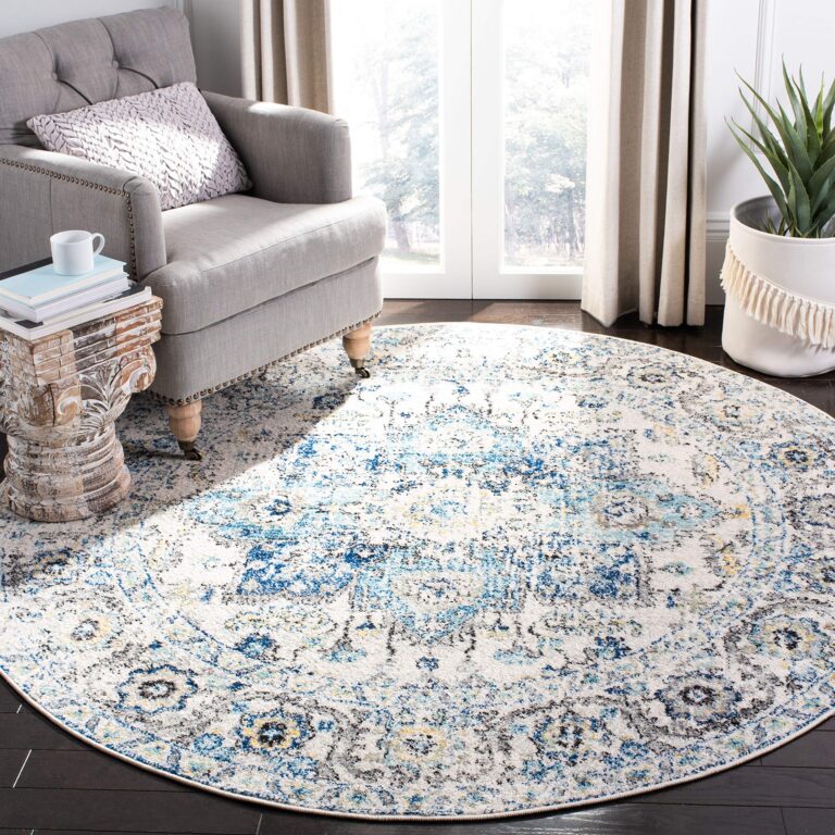 SAFAVIEH Madison Collection 11' Round Turquoise/Ivory MAD603K Oriental Snowflake Medallion Distressed Non-Shedding Dining Room Entryway Foyer Living Room Bedroom Area Rug