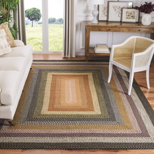 SAFAVIEH Braided Collection Area Rug - 9' x 12', Multi Color, Handmade, Country Cottage Design, Reversible, Ideal for High Traffic Areas in Entryway, Living Room, Bedroom (BRD308A)