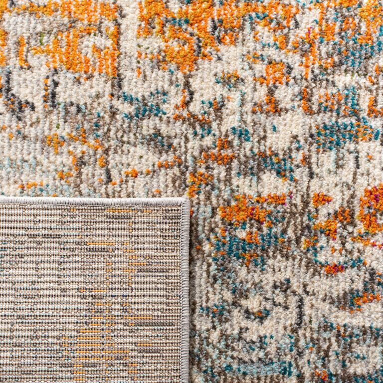 SAFAVIEH Madison Collection Area Rug - 9' x 12', Grey & Orange, Modern Abstract Design, Non-Shedding & Easy Care, Ideal for High Traffic Areas in Living Room, Bedroom (MAD460F) - Image 2