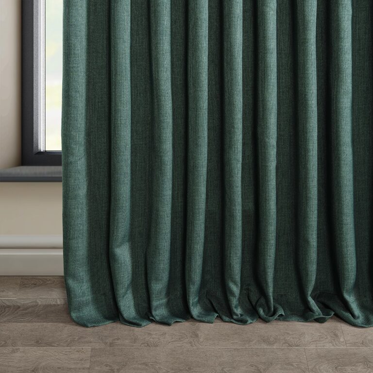 HPD Half Price Drapes - Faux Linen Curtains for Living Room (1 Panel) - 100W X 96L - Extra Wide Textured Room Darkening Curtains for Bedroom 96 Inches Long - Drapes for Home Decor, Slate Teal - Image 5