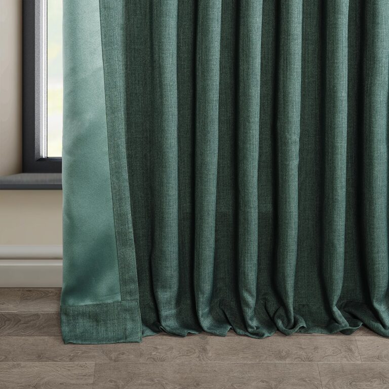 HPD Half Price Drapes - Faux Linen Curtains for Living Room (1 Panel) - 100W X 96L - Extra Wide Textured Room Darkening Curtains for Bedroom 96 Inches Long - Drapes for Home Decor, Slate Teal - Image 6