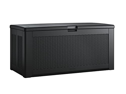 Rubbermaid Extra Large Resin Outdoor Storage Deck Box (134 Gal), Weather Resistant, Black, Deck Organization for Home/Backyard/Pool Chemicals/Toys/Garden Tools/Porch/Patio Cushions