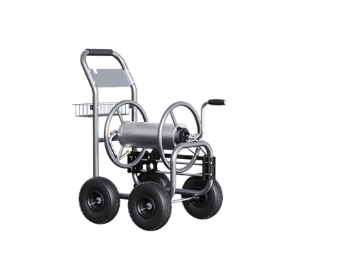 Giraffe Tools Hose Reel Cart, Hose Cart with Wheels Heavy Duty, Industrial Hose Reels for Outside, 250-Feet of 5/8" Hose Capacity, Hose Guide Pre-Installed