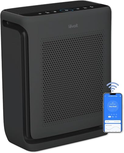 LEVOIT Air Purifiers for Home Large Room Up to 1800 Ft² in 1 Hr with Washable Pre-Filter, Air Quality Monitor, Smart WiFi, HEPA Sleep Mode for Allergies, Pet Hair in Bedroom, Vital 200S-P, Black