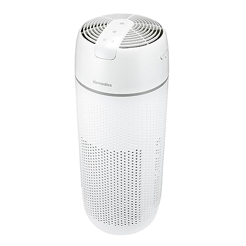 Homedics Air Purifier, 4-in-1 Tower, True HEPA Filtration, Reduce Airborne Allergens, Bacteria, Virus, Mold, Fungus, Reduce Odors & VOCs, UV-C Light, Activated Carbon Odor Filter, for Large Rooms
