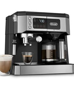 De'Longhi All-in-One Combination Coffee Maker & Espresso Machine + Advanced Adjustable Milk Frother for Cappuccino & Latte + Glass Coffee Pot 10-Cup, Black, COM532M