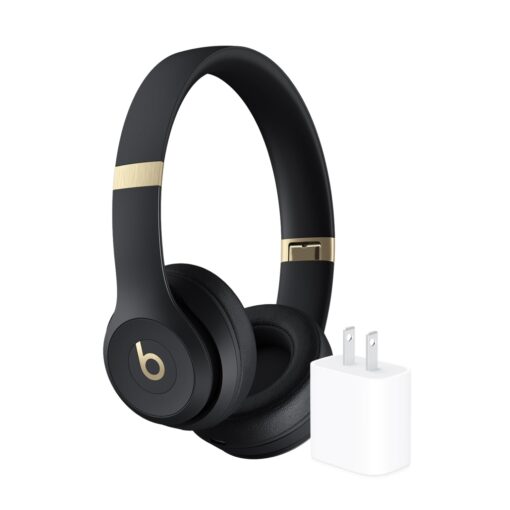 Beats Solo 4 Wireless Headphones with 20W Power Adapter - Black & Gold