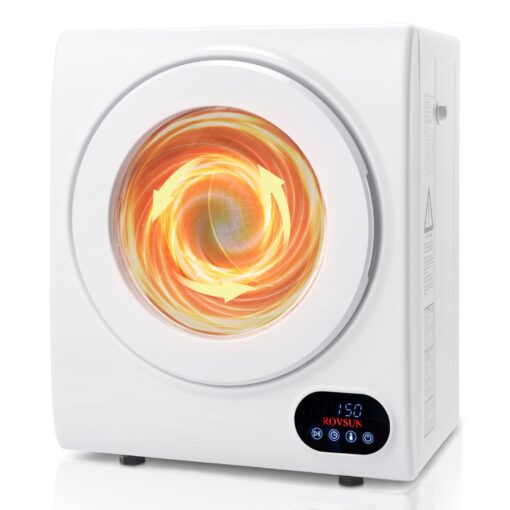 Bonnlo Portable Clothes Dryer, Front Load Electric Dryers Machine, Compact Laundry Dryers with Stainless Steel Tub, for Home, Apartment, Dorm, White (LCD Touch Control)