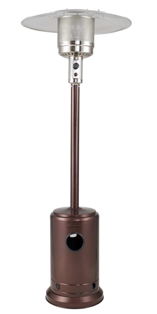 Fire Sense 63008 All Seasons Patio Heater With Wheels 46,000 BTU Output Electronic Ignition System Portable Outdoor Propane Heater Patio Heater - Aged Chestnut