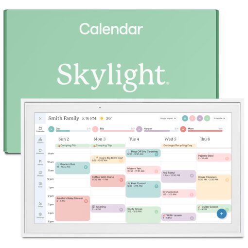 Skylight Calendar: 15-inch Digital Calendar & Chore Chart, Smart Touchscreen Interactive Display for Family Schedules – Wall Mount Included, Great for Organizing Your 2025 Calendar, Wall Planner