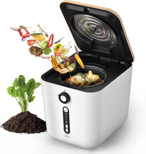 iDOO Compost Bin, Electric Composter for Kitchen Countertop, 3L Smart Mill Composter Kitchen Bin, for Mom, Auto Home Compost Machine Odorless, Turn Waste to Pre-Compost for Plants