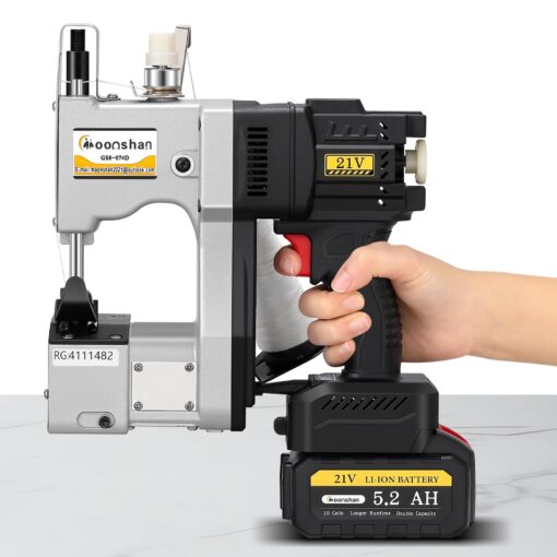 Moonshan Cordless Bag Closer Machine, Adjustable Speed Industrial Bag Closing Machine Bag Sewing Machine Aluminum Alloy for Packing Woven Bags Leather GS8-074D