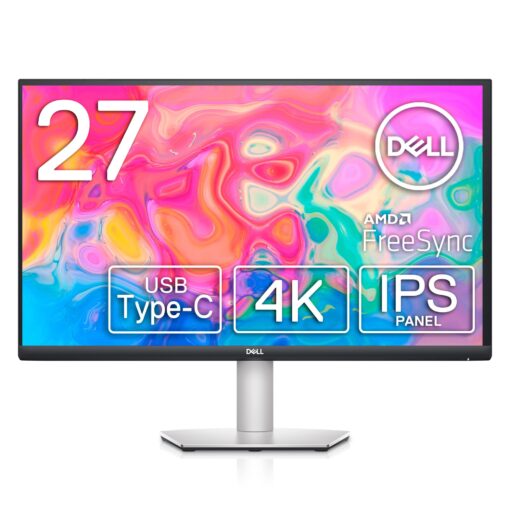 Dell S2722QC 27-inch 4K UHD (3840 x 2160) Monitor, 60Hz, 8MS (Normal Mode), AMD FreeSync, 99% sRGB, Built-in Dual Integrated Speakers, 1.07 Billion Colors, 2x HDMI, 2x USB 3.2, USB C, Platinum Silver
