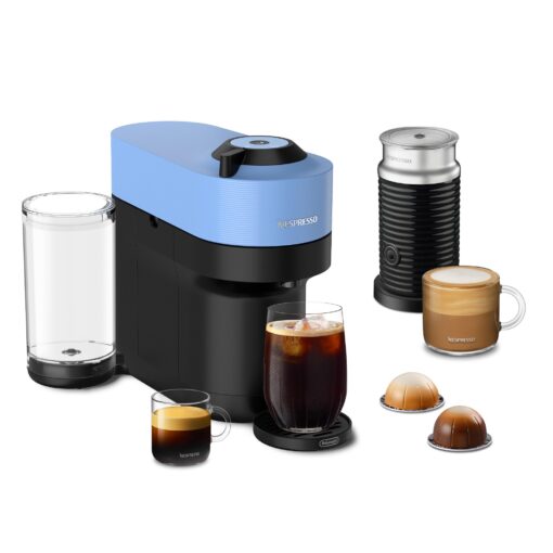 Nespresso Vertuo Pop+ Coffee and Espresso Machine by De'Longhi with Aeroccino Milk Frother, Pacific Blue