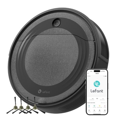 Lefant M310 Robot Vacuum Cleaner, 4500Pa Powerful Suction, PreciSense Obstacle Avoidance, Mini, Quite, 160 Mins Self-Charging Robotic Vacuums, App/Voice/Remote, Ideal for Pet Hair Hard Floors, Black