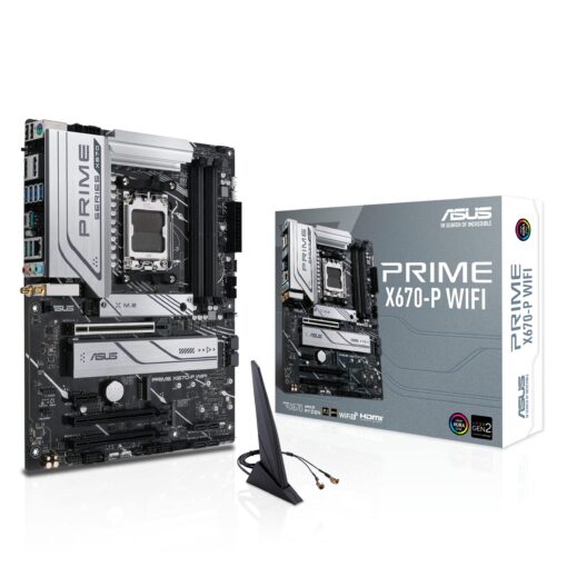ASUS Prime X670-P WiFi AMD X670 AM5 Ryzen™ Desktop 9000 8000 & 7000 ATX Motherboard with Three M.2 Slots, DDR5, USB 3.2 Gen 2x2 Type-C®, USB4® Support, WiFi 6 and 2.5Gb Ethernet