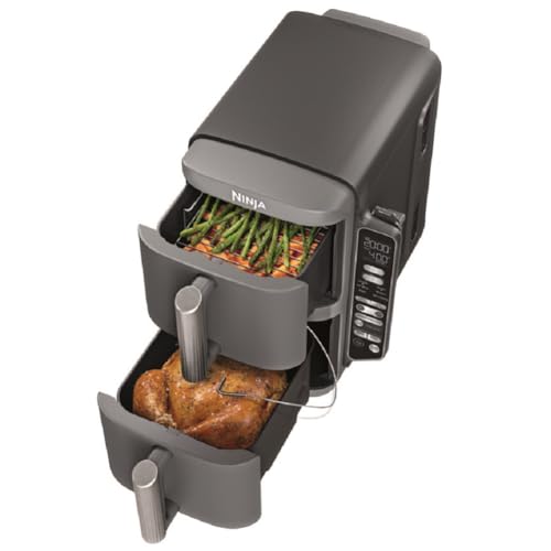 Ninja DoubleStack XL Smart 2-Basket Air Fryer, Smart Cook System, DoubleStack Technology Cook 4 Foods at Once, Space Saving Design, 10 QT, 6-in-1, Smart Finish & Match Cook, Air Fry, Broil, Bake SL451