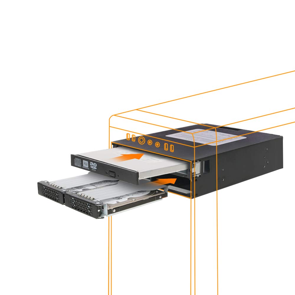 ICY DOCK Full Metal 2 Bay 2.5" SAS/SATA HDD & SSD Backplane Cage with Slim ODD Tray for External 5.25" Bay | ToughArmor MB994IPO-3SB
