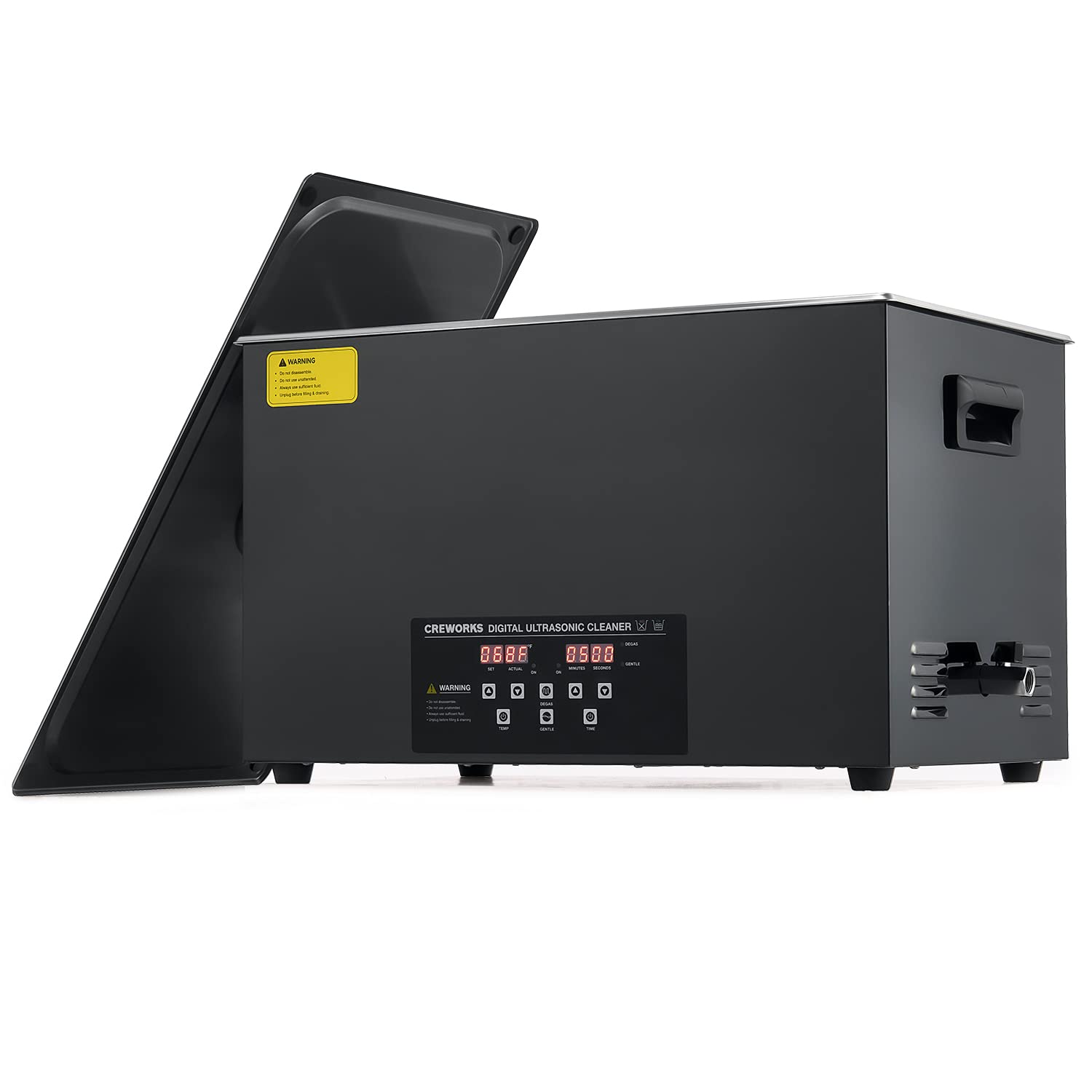 CREWORKS 30L Digital Ultrasonic Cleaning Machine with Degas and Gentle Mode, 600W Ultrasonic Cleaner Machine with Heater and Timer, 7.9 gal Ultrasound Cleaner for Retainer Watch Auto Tool Machine Part