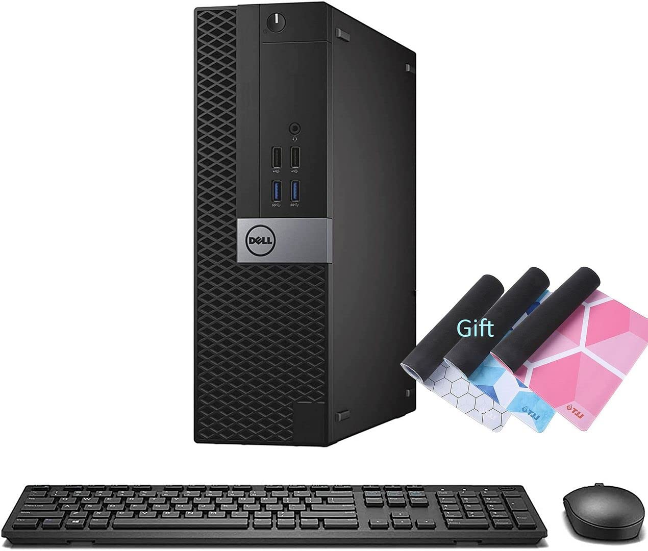 DELL 5050 SFF Desktop Intel i7-6700 UP to 4.00GHz 16GB DDR4 256GB NVMe SSD + 2TB HDD Built-in AX200 Wi-Fi 6 BT Dual Monitor Support Wireless Keyboard and Mouse Win10 Pro (Renewed)