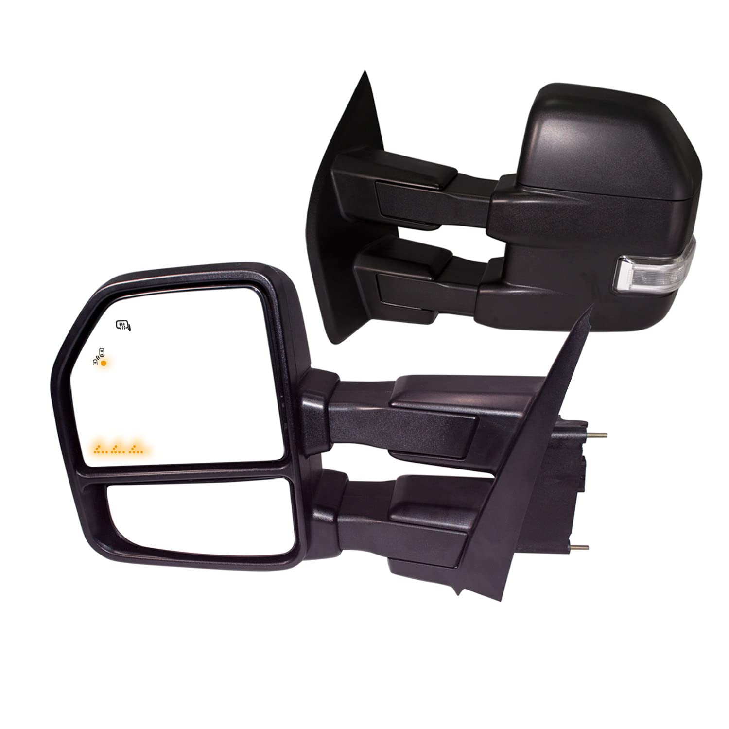 AERDM New F150 Towing Mirrors fit 2015-2018 with Auxiliary/Puddle Lights Signal Indicator and Linear arrow light Power Operation Heated Black Housing with 22pin to 8pin adapter