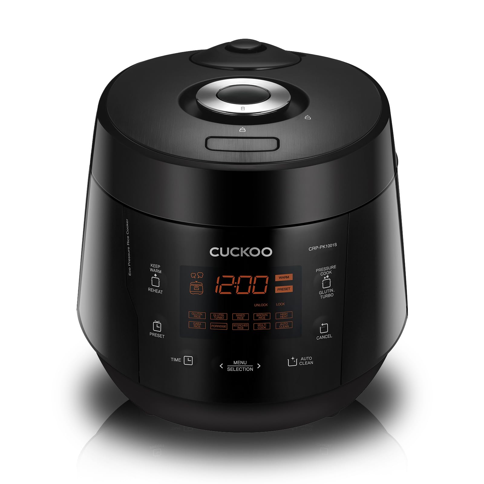 CUCKOO CRP-PK1001S 10-Cup (Uncooked) / 20-Cup (Cooked) Heating Pressure Rice Cooker & Warmer with Nonstick Inner Pot, 13 Menu Options, Fuzzy Logic Tech, Auto Clean (Black)