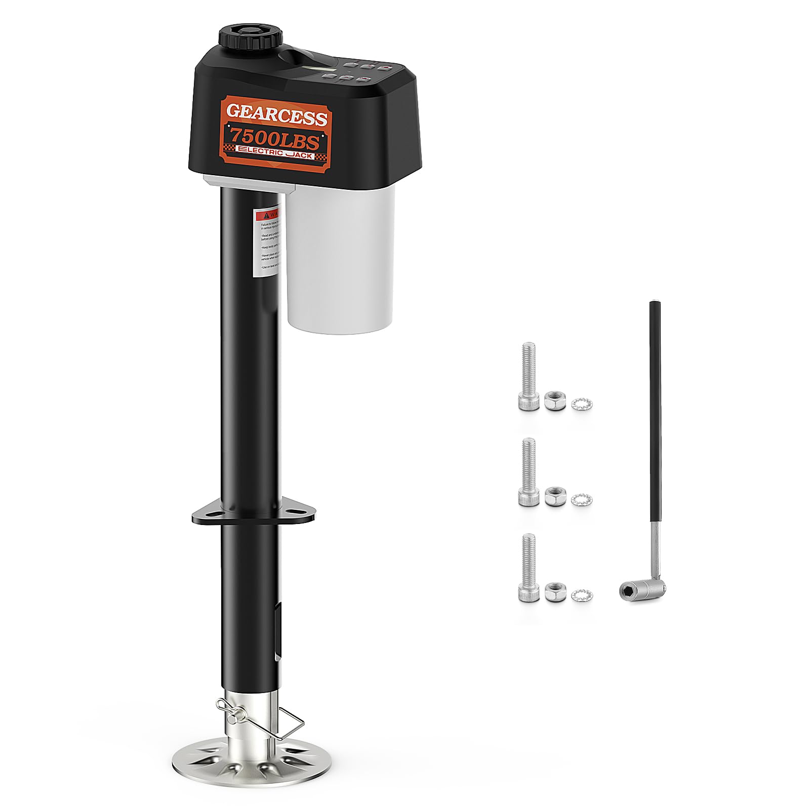 GEARCESS Electric Trailer Jack to 7500LBS,RV Electric Tongue Jack with Built-in Spirit Level for Travel Trailer, 10.24-33.46 Inch Extended,IP65 Waterproof Buttons,5.9 Inch Foot Pad