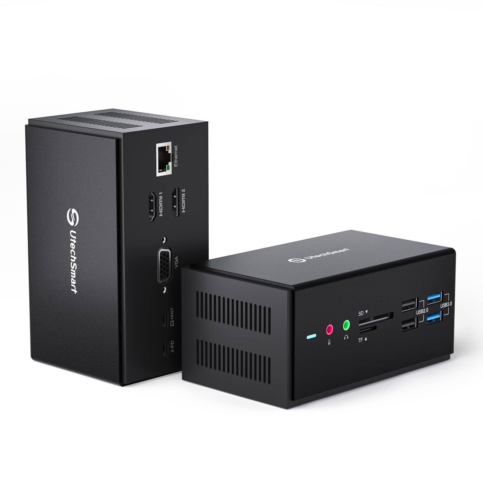 UtechSmart DisplayLink Docking Station, 14 in 1 Laptop USB C Docking Station Triple Monitors, Universal for MacBook and Windows,USB C Dock with USB-A & Cable, 2HDMI, VGA, 4USB-A