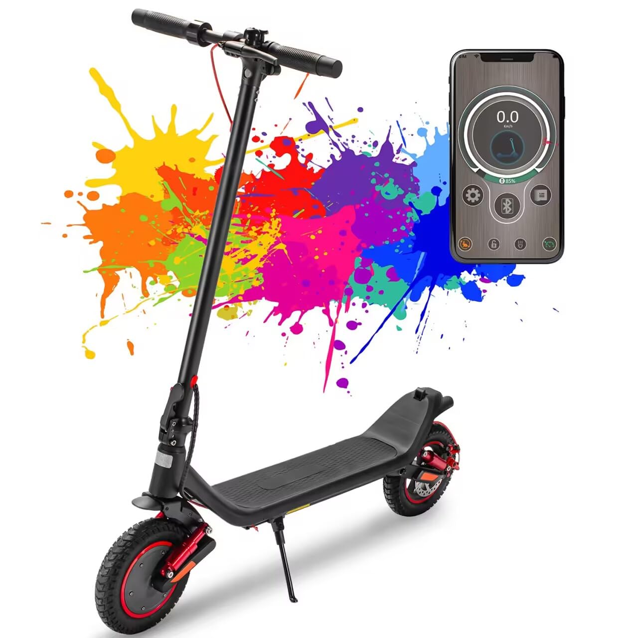 Electric Scooter Adults-10 Inner Support Tires,Max 25 Miles Range & 19 mph Power,Powerful 500W Motor Foldable Commuting E Scooter with Double Braking System and APP