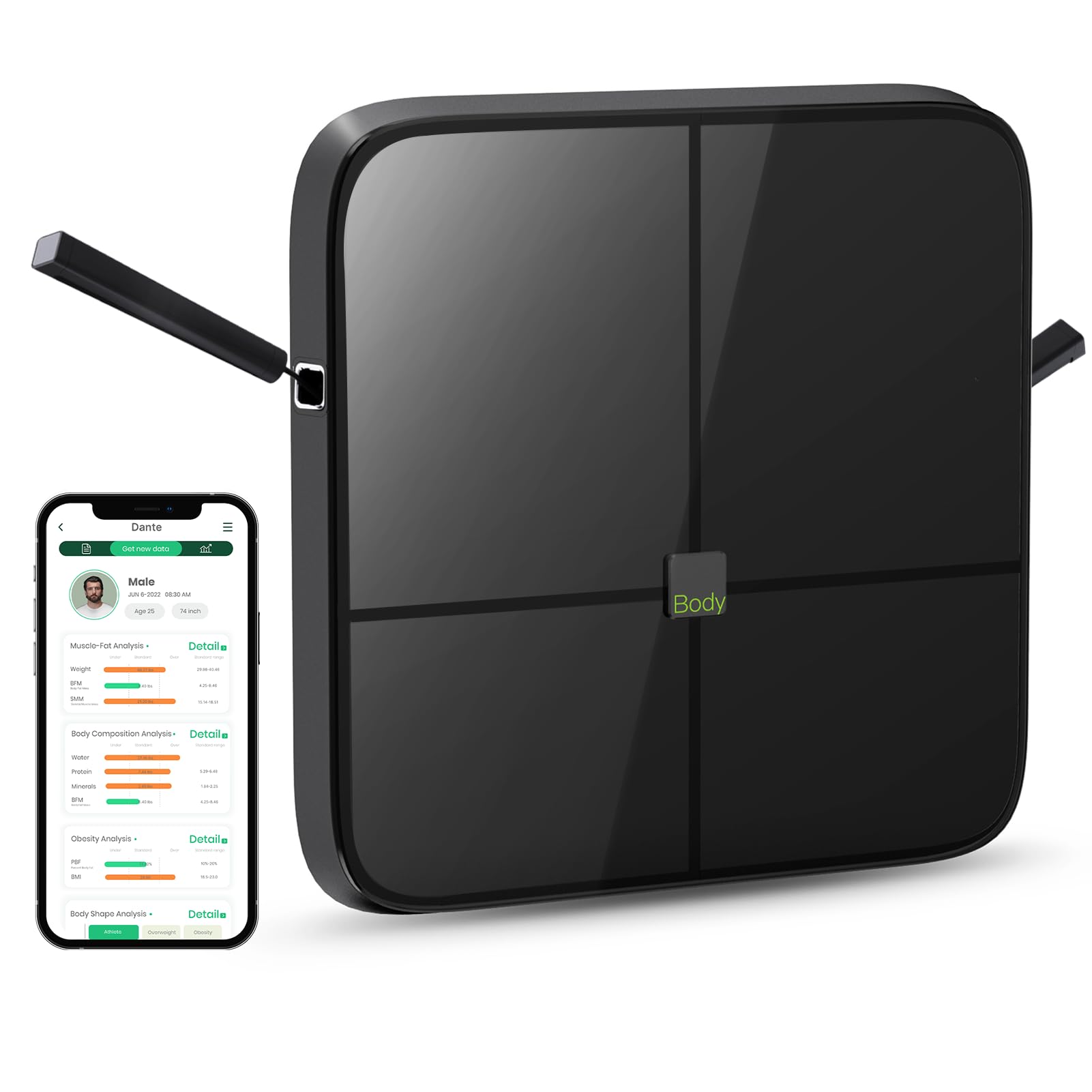 BodyPedia 8-Electrode Smart Scale for Body Weight, Digital Bathroom Weighing Scale Analyzes 43 Metrics (BMI/Muscle/Fat), Body Composition Monitor, Bluetooth Home User Health Equipment Sync Apps