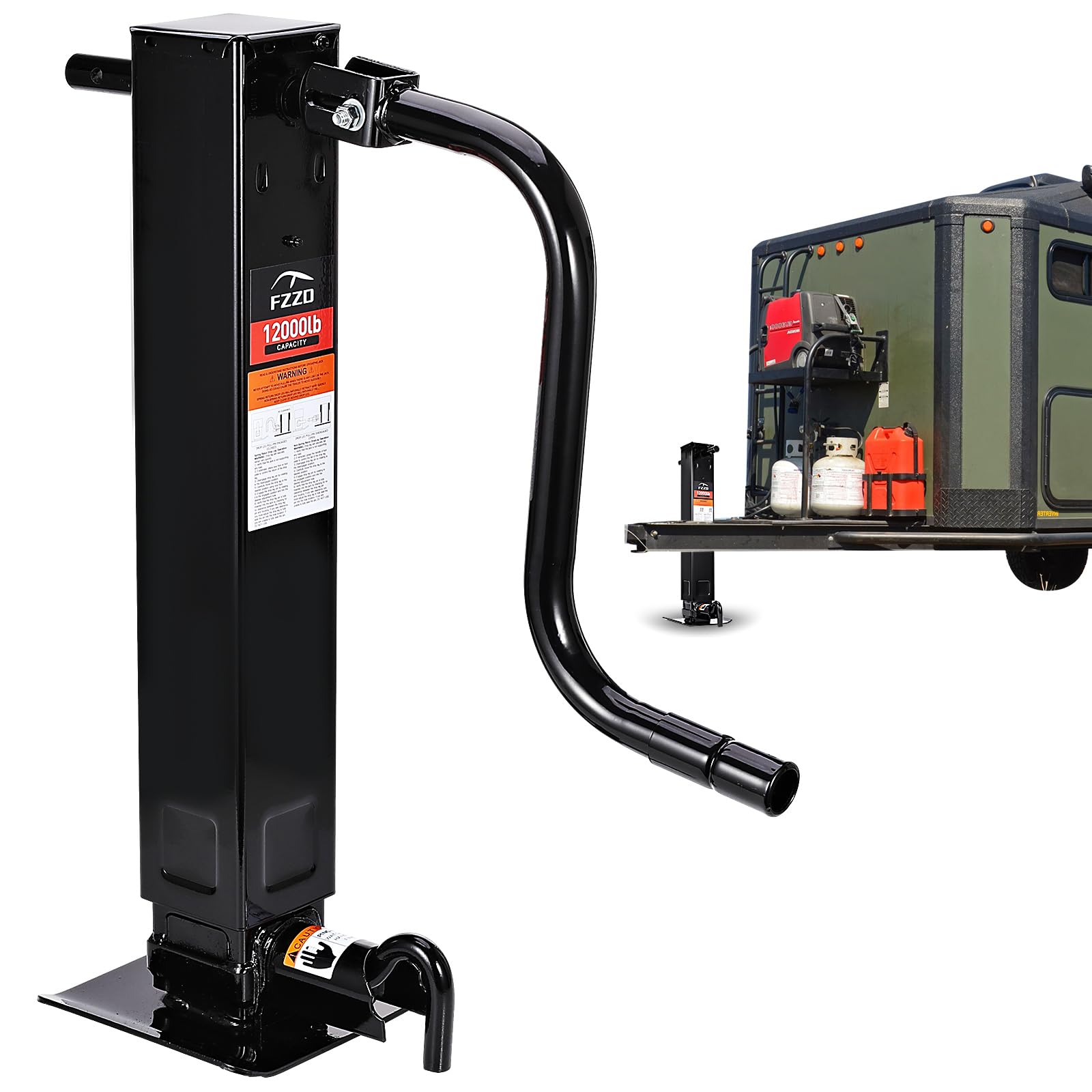 FZZD 12000lbs Heavy Duty Trailer Jack,Square Direct Weld,26" Vertical Travel,Adjustable Drop Leg,for Lift Utility Trailer, Vehicle, Boat, and Rv