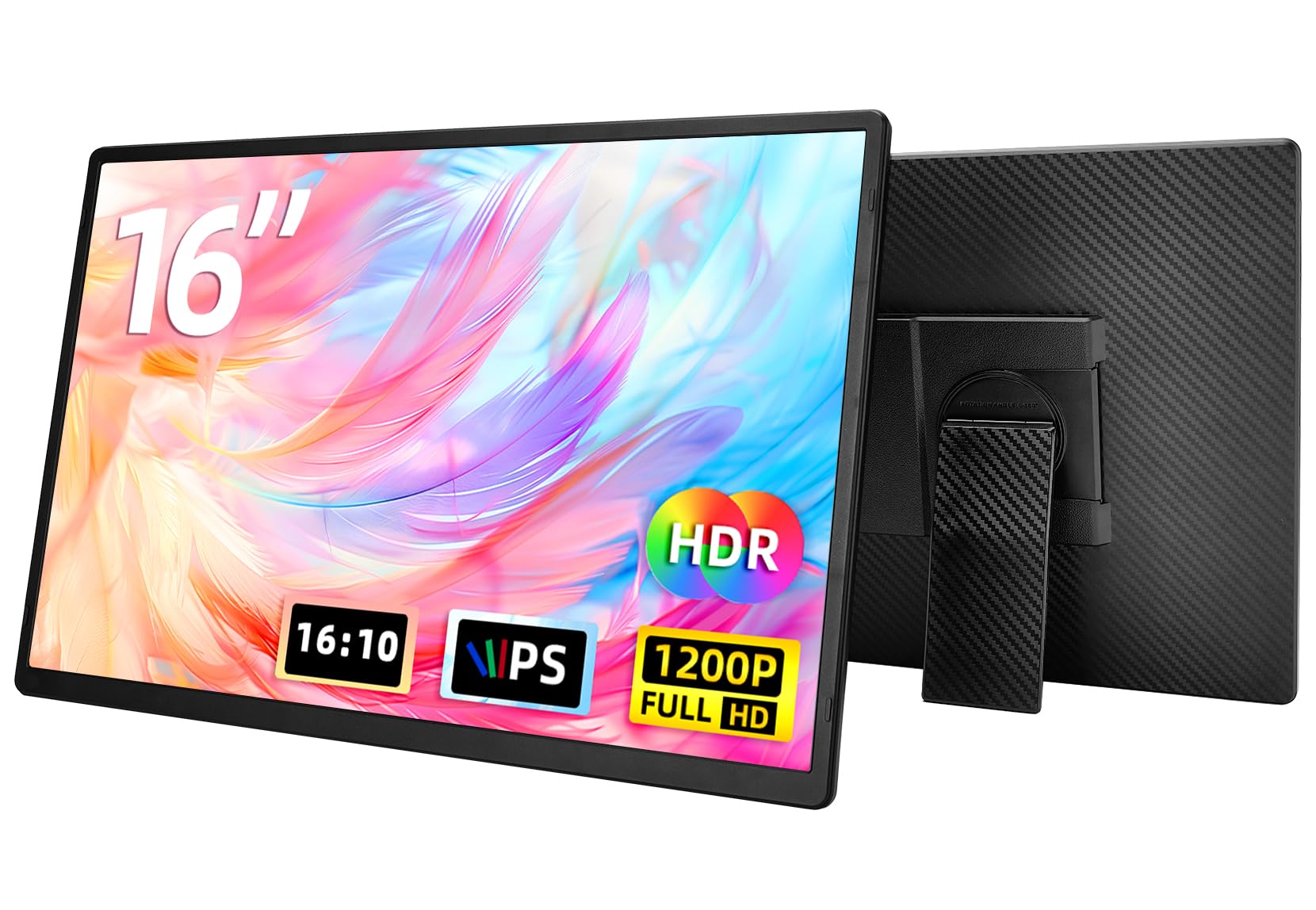AOKER 16" Portable Monitor for Laptop - 1200P FHD Laptop Screen Extender HDMI USB C Travel External Display with Stand Gaming Monitor for PC MAC Switch Phone Computer Xbox PS4/5