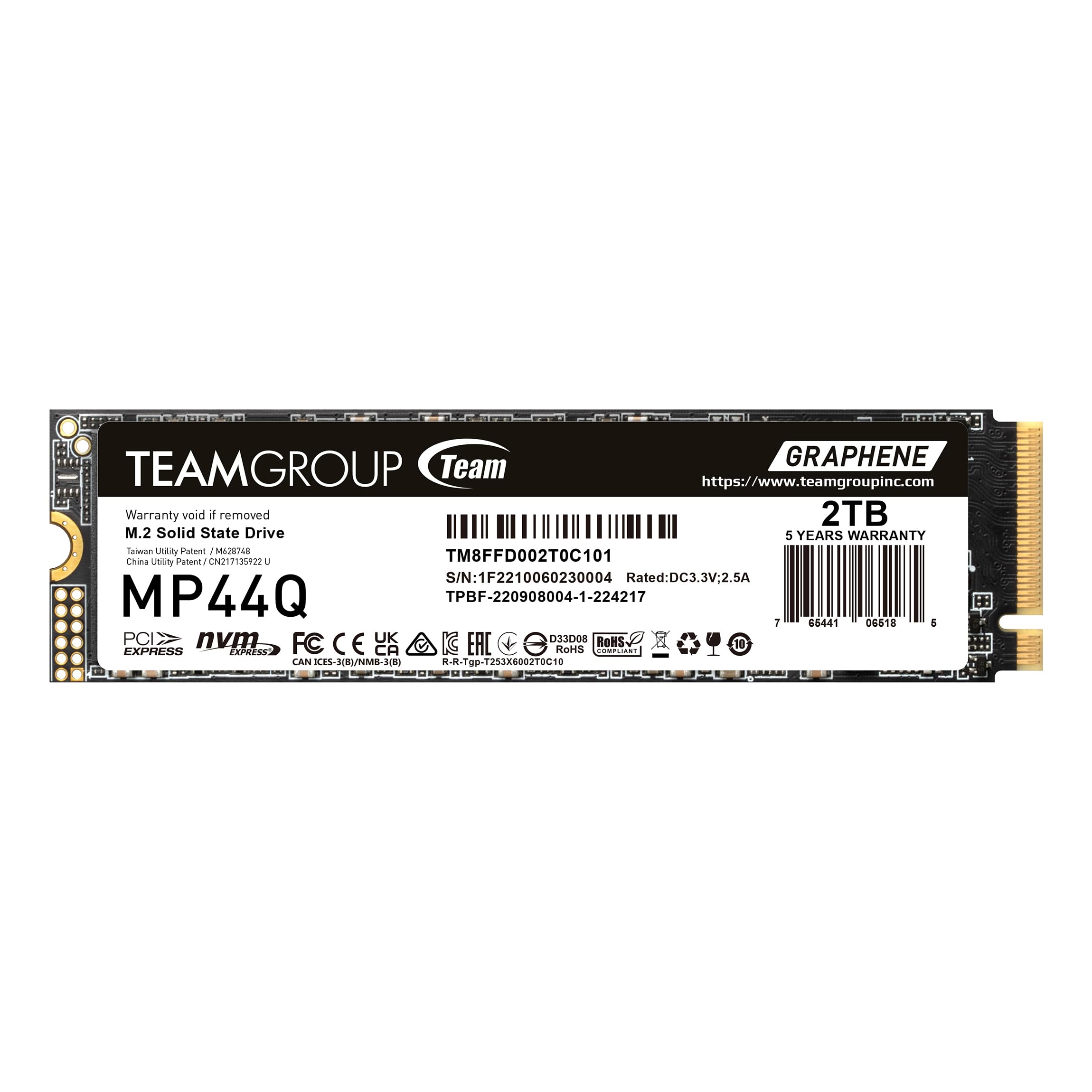 TEAMGROUP MP44Q 2TB SLC Cache Gen 4x4 M.2 2280 PCIe 4.0 w/NVMe Laptop & Desktop & NUC & NAS SSD Read/Write Speed up to 7400/6500MB/s TM8FFD002T0C101