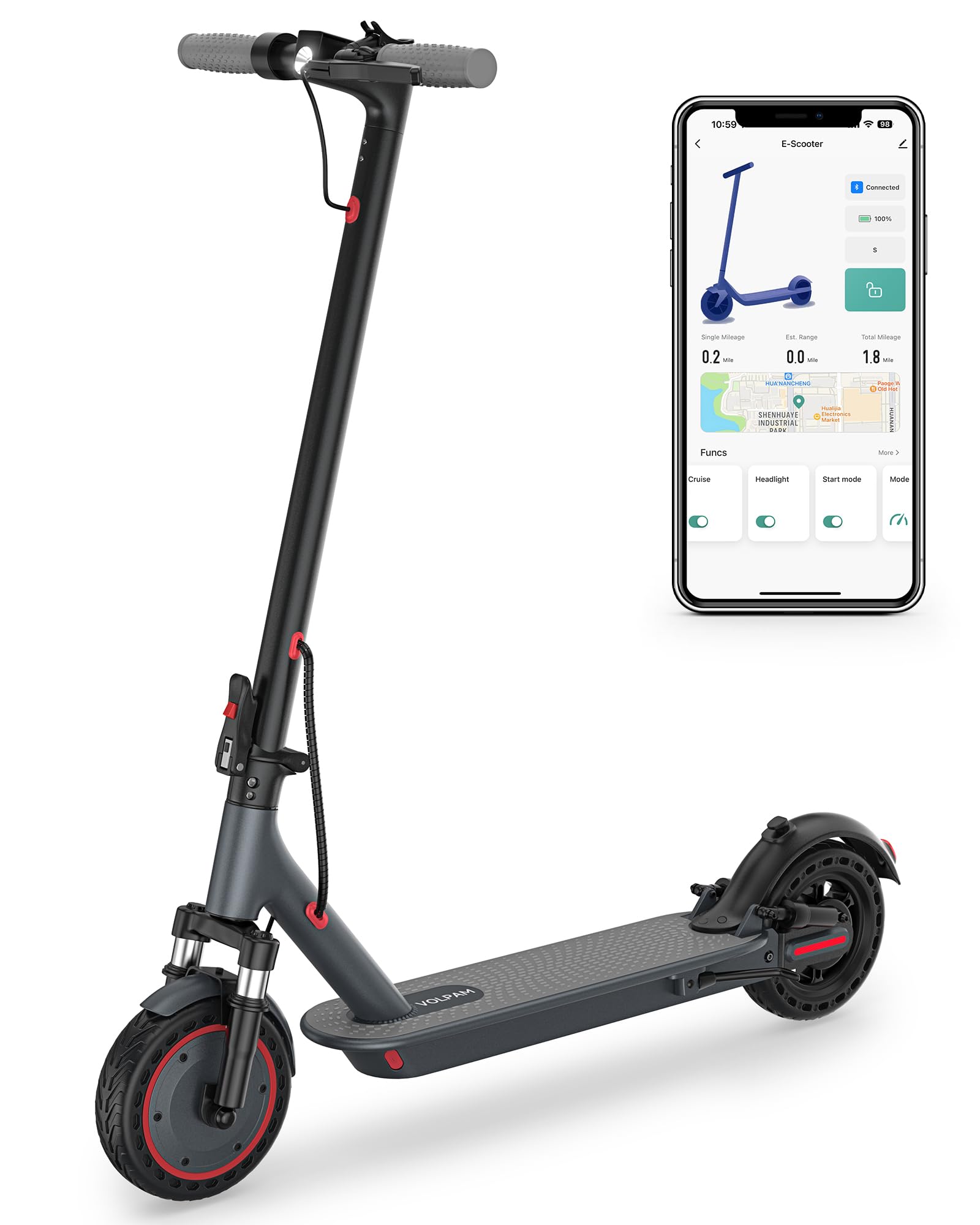 Electric Scooter, Powerful 350W Motor, Max 12/19/21Miles Long Range, Top Speed 16/19 MPH, 8.5" Solid Tires, Cruise Control, E Scooter for Adults and Teens (350W-21Miles-Dual Suspension)