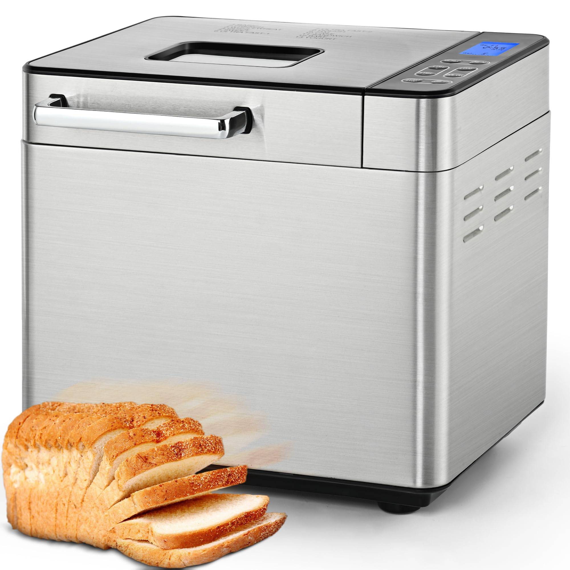EUHOMY Bread Maker Machine 13-in-1 Bread Machine, Dough Maker, Auto Nut Dispenser & Ceramic Pan, 2LB and 3 Loaf Sizes & 3 Crust Colors, 650W Bread Machine with Keep Warm Set, Whole Wheat
